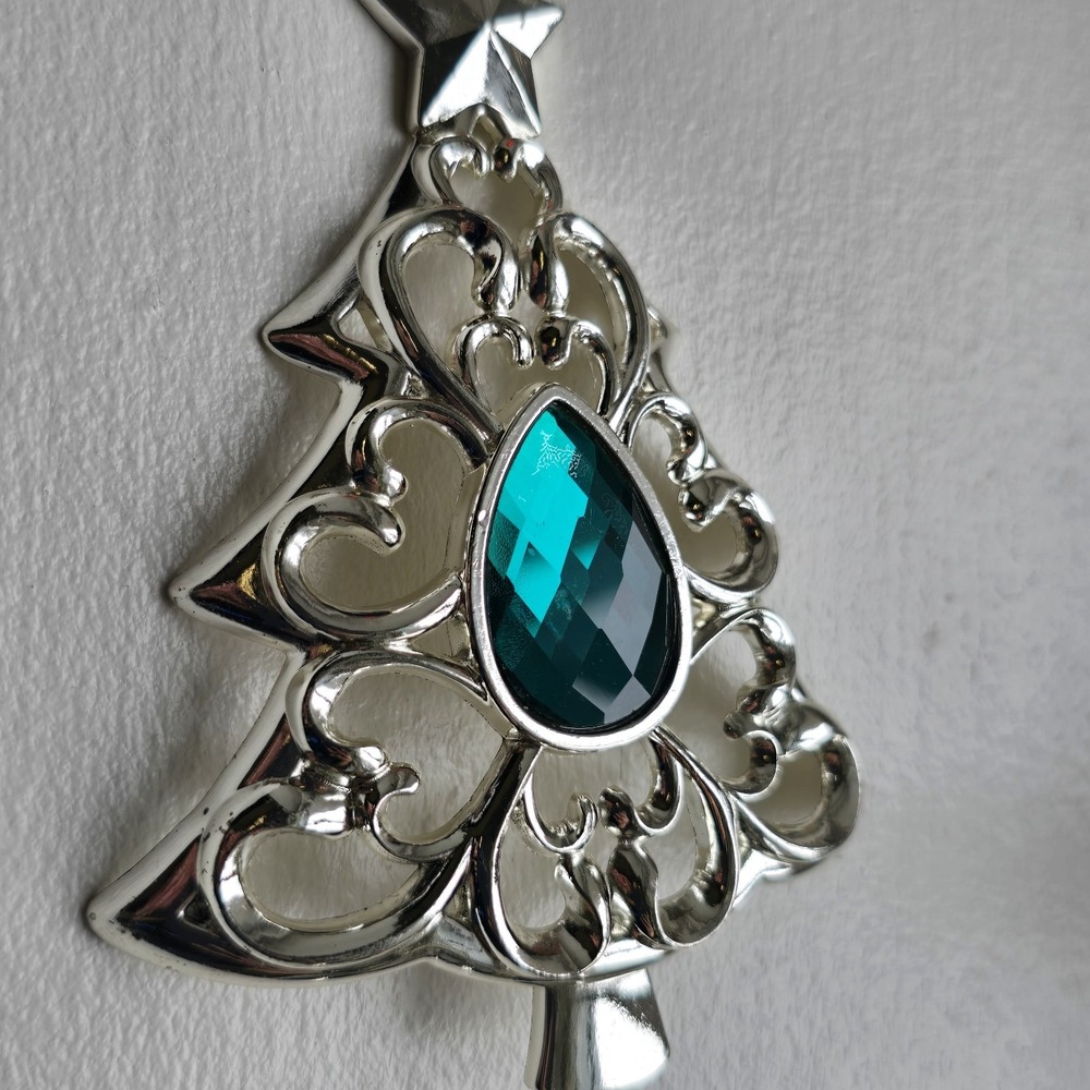 Lenox Bejeweled Silver Plated Christmas Tree Ornament Faceted No Box Holiday